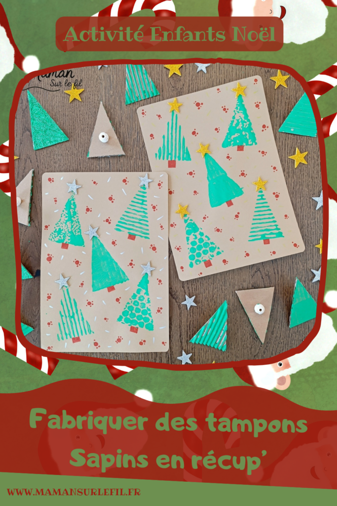 Fabriquer des tampons Sapins DIY en récup' : activité créative, récup', peinture et manuelle enfants - Recyclage, surcyclage de carton, de papier à bulles et de papier aluminium - Carton plat et ondulé - Perles pour la prise en main plus facile - Différentes textures pour différentes rendus - Peinture avec les tampons fait maison - Dessin et graphismes pour les détails - Gommettes Etoiles pailletées - Bricolage DIY facile et rapide - Thème hiver, Noël, fêtes de fin d'année - Décoration DIY - Bricolage et décoration sympa et facile - Arts visuels maternelle et élémentaire - Cycles 1 et 2 - Créativité - tutoriel photos et vidéo - mslf