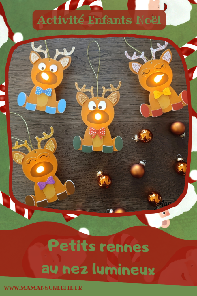 Fabriquer des suspensions Rennes mignons au nez lumineux : activité créative et manuelle enfants - Le kit créatif tout compris vient de chez 10 Doigts - Collage des différents éléments avec des pastilles double face - Nez lumineux avec une bougie chauffe-plat - Quatre rennes différentes, bas prix - Suspensions DIY, fait maison pour le sapin de Noël - Bricolage et décoration DIY - Bricolage Fait maison, décoration - Kit tout compris - Thème Animaux du froid, de la forêt, Noël - Bricolage sympa et facile - Arts visuels Maternelle et cycle 2 - Maternelle et élémentaire - Créativité - Cycle 1 ou 2 - tutoriel photos - mslf