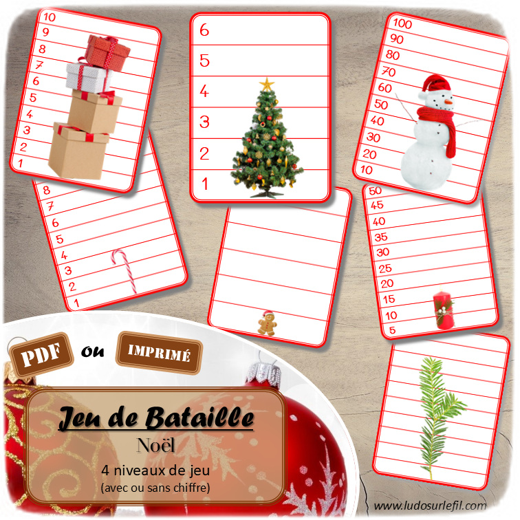 Jeu de classement, de rangement et de tri par taille - Noël - Cartes à trier, à classer et à ranger - Petit Moyen Grand - Personnages, traditions, décoration, père Noël... - fichier PDF à télécharger et à imprimer ou jeu imprimé - atelier autocorrectif maternelle et pré-scolaire - hiver - lslf