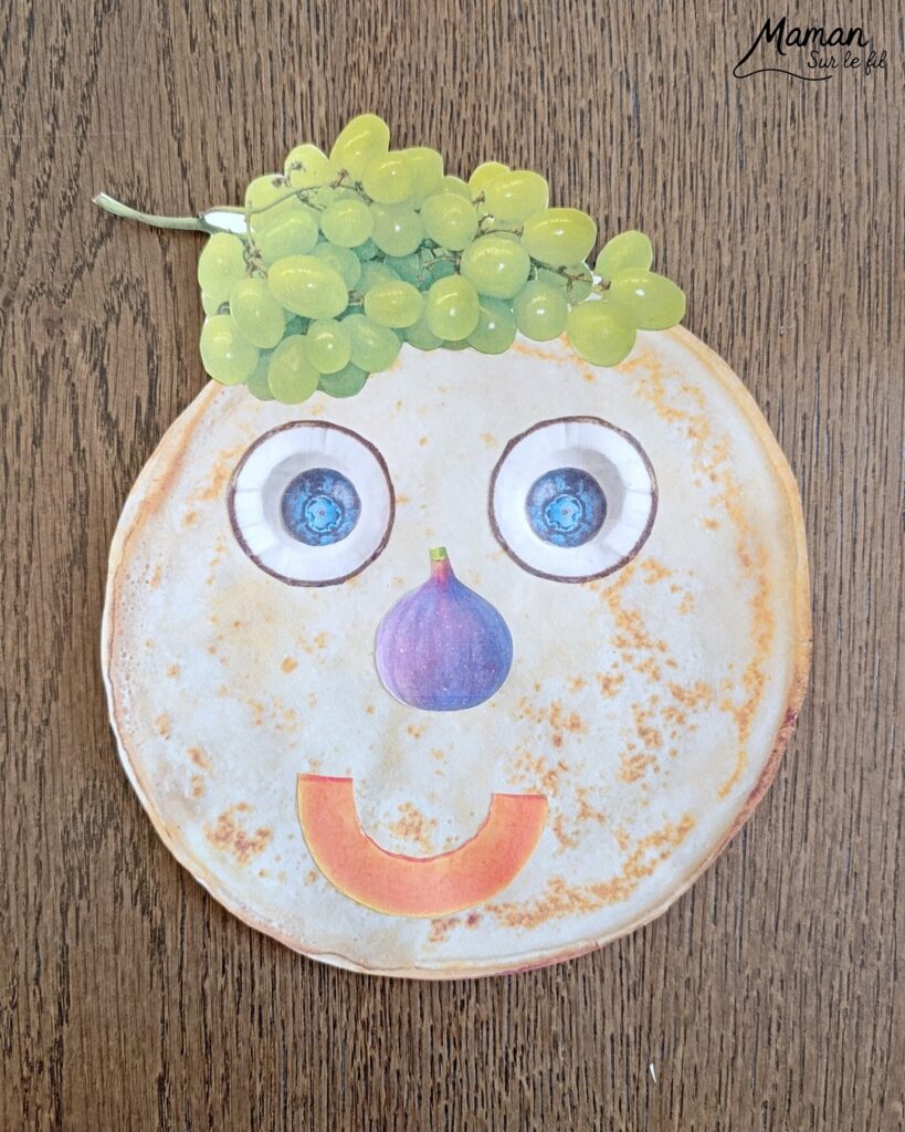 Décore ta crêpe comme un visage : Jeu pour la Chandeleur : activité créative et manuelle enfants - PDF gratuit - Printable à télécharger gratuitement - Découpage, collage, imagination - Différents modèles de crêpes et multiples ingrédients pour cheveux, yeux, nez, bouche (fruits, chocolat, crème fouettée, confiture, miel sucre - Bricolage facile, mignon et rigolo - Thème Hiver, Chandeleur, goûters rigolos, gourmandises sucrées - Bricolage et décoration sympa et facile - Arts visuels maternelle et élémentaire - Cycles 1 et 2 - Créativité - tutoriel photos - mslf