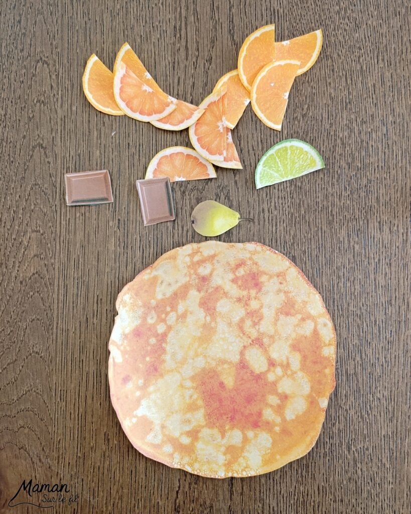 Décore ta crêpe comme un visage : Jeu pour la Chandeleur : activité créative et manuelle enfants - PDF gratuit - Printable à télécharger gratuitement - Découpage, collage, imagination - Différents modèles de crêpes et multiples ingrédients pour cheveux, yeux, nez, bouche (fruits, chocolat, crème fouettée, confiture, miel sucre - Bricolage facile, mignon et rigolo - Thème Hiver, Chandeleur, goûters rigolos, gourmandises sucrées - Bricolage et décoration sympa et facile - Arts visuels maternelle et élémentaire - Cycles 1 et 2 - Créativité - tutoriel photos - mslf