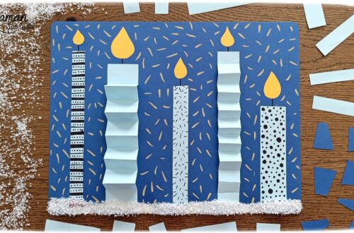 Créer une carte avec des bougies hivernales en papier, pliées en accordéon et décorées de graphismes : activité créative et manuelle enfants - Découpage, pliage et collage de papier - Pliage en accordéon - Dessins et graphismes noirs - Contraste avec couleurs hivernales - Sur lit de fausse neige - Bricolage joli et décoration DIY et facile - Bricolage Fait maison, décoration - Thème Noël, fêtes de fin d'année, cartes de voeux, hiver, cocooning - Bricolage sympa et facile - Arts visuels Maternelle et cycle 2 - Maternelle et élémentaire - Créativité - Cycle 1 ou 2 - tutoriel photos - mslf
