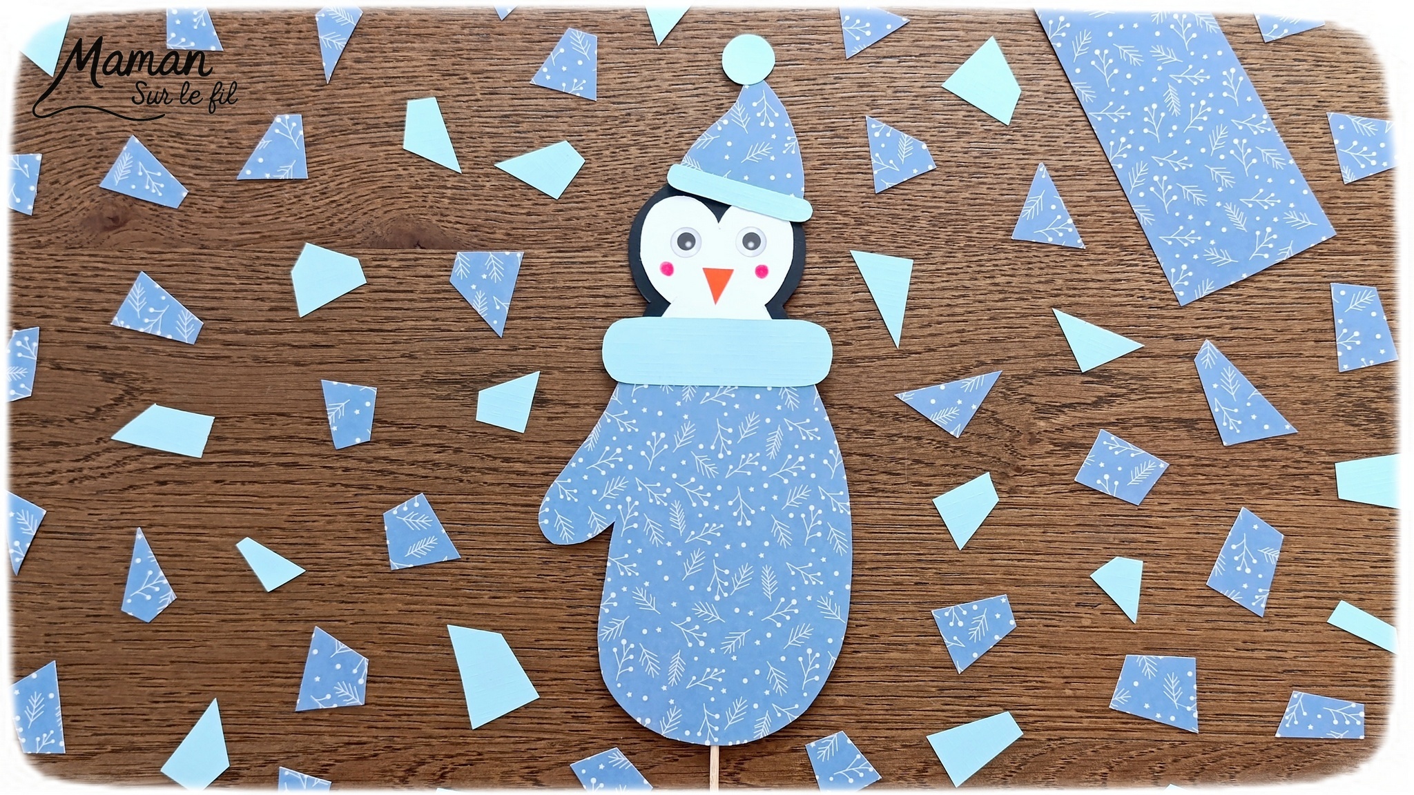 Fabriquer un manchot qui se cache à volonté dans une moufle : activité créative et manuelle enfants - Bricolage rigolo à manipuler comme une marionnette - Découpage et collage de papier - Scotch pour fixer le pic à brochettes ou bâtonnet de bois - Le pingouin peut se cacher et apparaitre à volonté dans la moufle - Bricolage et décoration DIY et facile - Bricolage Fait maison, décoration - Thème hiver, froid, neige, animaux du froid, de la banquise, des pôles, vêtements - Bricolage sympa et facile - Arts visuels Maternelle et cycle 2 - Maternelle et élémentaire - Créativité - Cycle 1 ou 2 - tutoriel photos et vidéo - mslf