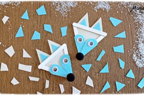 Fabriquer des renards polaires avec des bâtonnets de glace en bois : activité créative, récup' et manuelle enfants - Recyclage, surcyclage de bâtonnets de glace - Peinture, feutrine, pompons et yeux mobiles pour les détails - Version arctique et hivernale des renards roux - Cadeau à offrir Fait maison - Bricolage facile et rigolo - Thème animaux du froid, de la banquise, neige, pôles, hiver - Bricolage et décoration sympa et facile - Arts visuels maternelle et élémentaire - Cycles 1 et 2 - Créativité - tutoriel photos - mslf