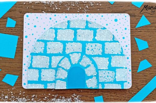 Peindre un igloo avec une éponge : activité créative, peinture et manuelle enfants - Technique de peinture ludique - Effet neige et briques grâce à une éponge - Découpage, collage - Relief grâce à des adhésifs double face en mousse - Graphismes et dessins - Bricolage facile et rigolo - Thème igloos, inuits, esquimaux, banquise, neige, pôle Arctique et Antarctique, hiver - Bricolage et décoration sympa et facile - Arts visuels maternelle et élémentaire - Cycles 1 et 2 - Créativité - tutoriel photos et vidéo - mslf