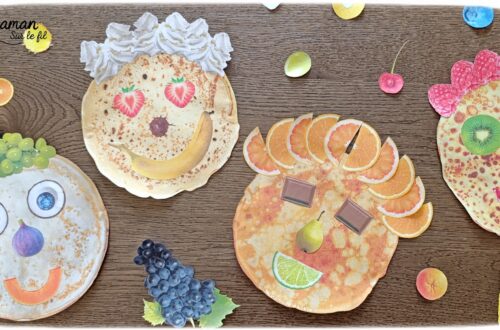 Décore ta crêpe comme un visage : Jeu pour la Chandeleur : activité créative et manuelle enfants - PDF gratuit - Printable à télécharger gratuitement - Découpage, collage, imagination - Différents modèles de crêpes et multiples ingrédients pour cheveux, yeux, nez, bouche (fruits, chocolat, crème fouettée, confiture, miel sucre - Bricolage facile, mignon et rigolo - Thème Hiver, Chandeleur, goûters rigolos, gourmandises sucrées - Bricolage et décoration sympa et facile - Arts visuels maternelle et élémentaire - Cycles 1 et 2 - Créativité - tutoriel photos - mslf