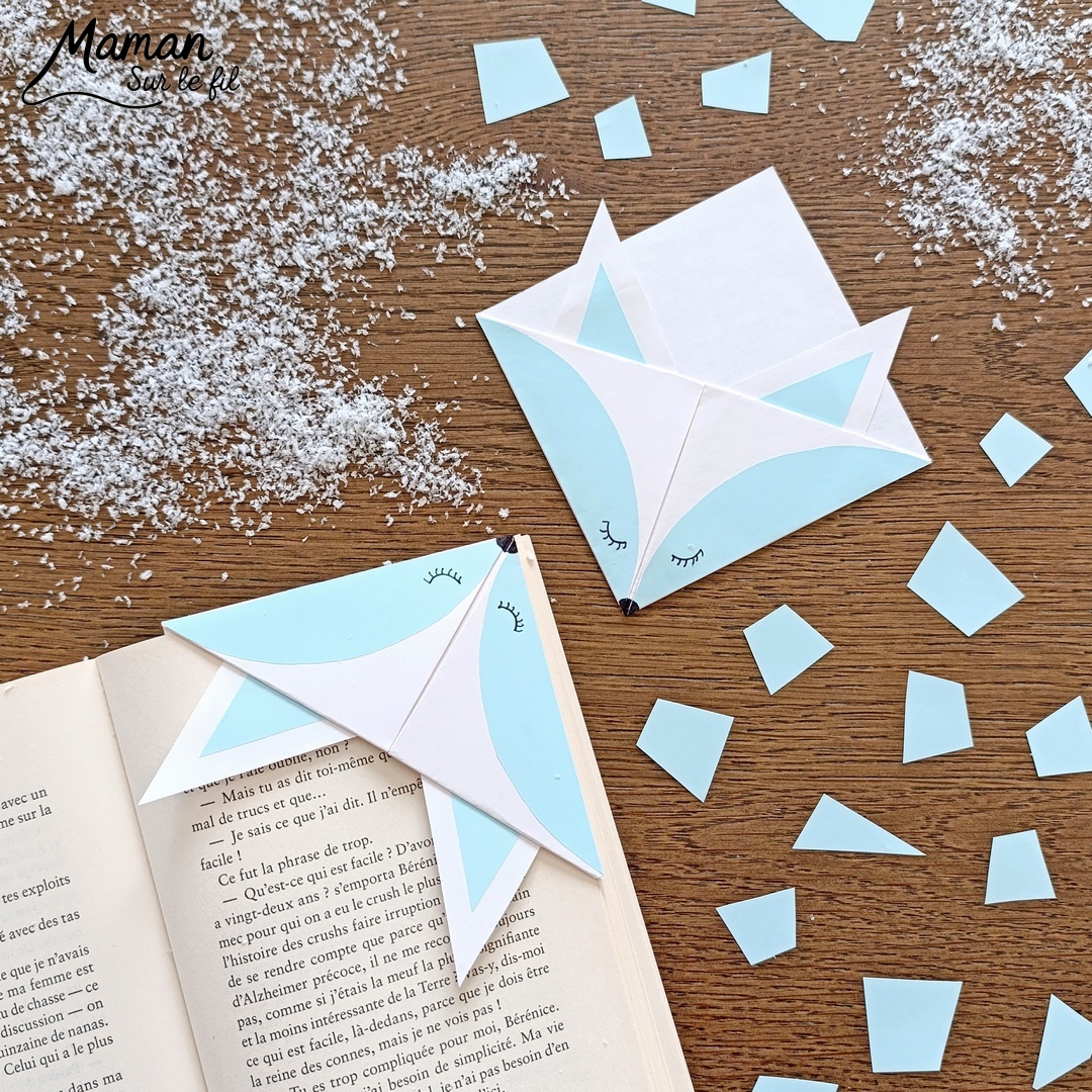 Fabriquer un marque-page Renard polaire DIY en papier : activité créative et manuelle enfants - Pliage de papier et origami - Customisation en renard polaire ou arctique - Découpage, collage et dessin - Cadeau à offrir Fait maison- Bricolage facile et rigolo - Thème animaux du froid, de la banquise, neige, pôles, hiver - Bricolage et décoration sympa et facile - Arts visuels maternelle et élémentaire - Cycles 1 et 2 - Créativité - tutoriel photos - mslf