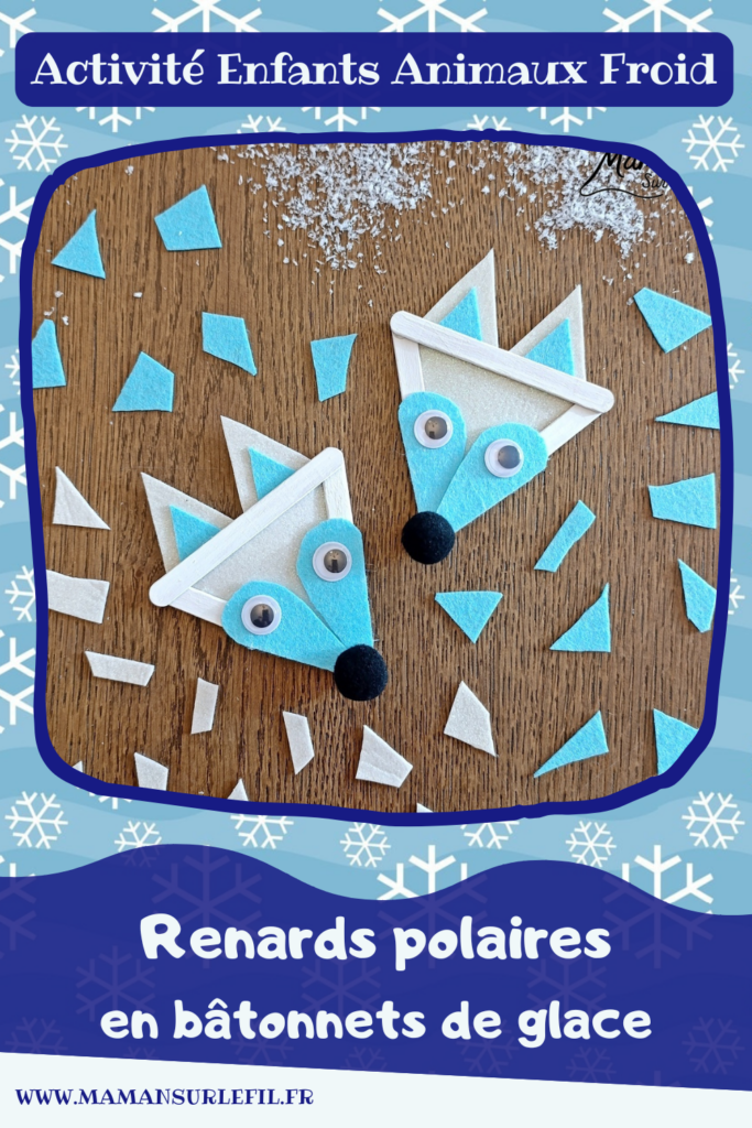Fabriquer des renards polaires avec des bâtonnets de glace en bois : activité créative, récup' et manuelle enfants - Recyclage, surcyclage de bâtonnets de glace - Peinture, feutrine, pompons et yeux mobiles pour les détails - Version arctique et hivernale des renards roux - Cadeau à offrir Fait maison - Bricolage facile et rigolo - Thème animaux du froid, de la banquise, neige, pôles, hiver - Bricolage et décoration sympa et facile - Arts visuels maternelle et élémentaire - Cycles 1 et 2 - Créativité - tutoriel photos - mslf