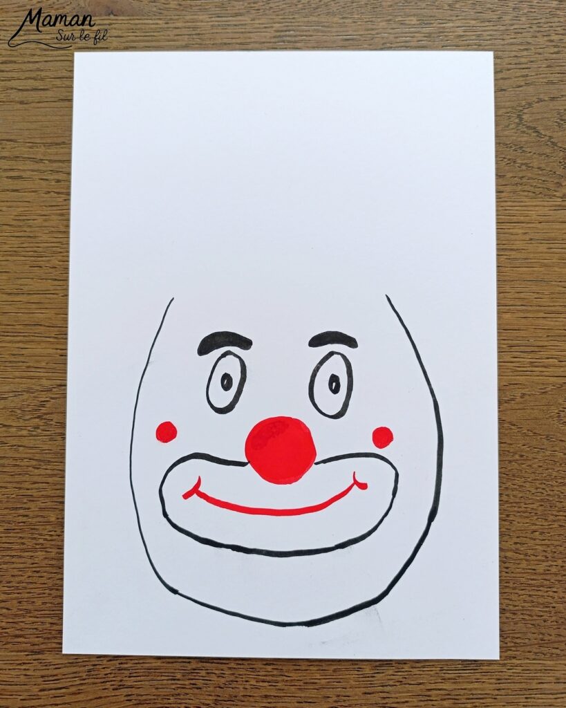 Créer un clown aux cheveux fous en pâte à modeler fluo étalée au doigt : activité créative, sensoriel et manuelle enfants - Dessin d'une tête de clown aux feutres noir et rouge - Cheveux multicolore créés en étalant des boules de pâte à modeler - Motricité fine, musculation des doigts, sensoriel - Bricolage facile, coloré et rigolo - Thème Carnaval, Mardi-Gras, cirque, anniversaire et fêtes - Bricolage et décoration sympa et facile - Arts visuels maternelle et élémentaire - Cycles 1 et 2 - Créativité - tutoriel photos et vidéo - mslf