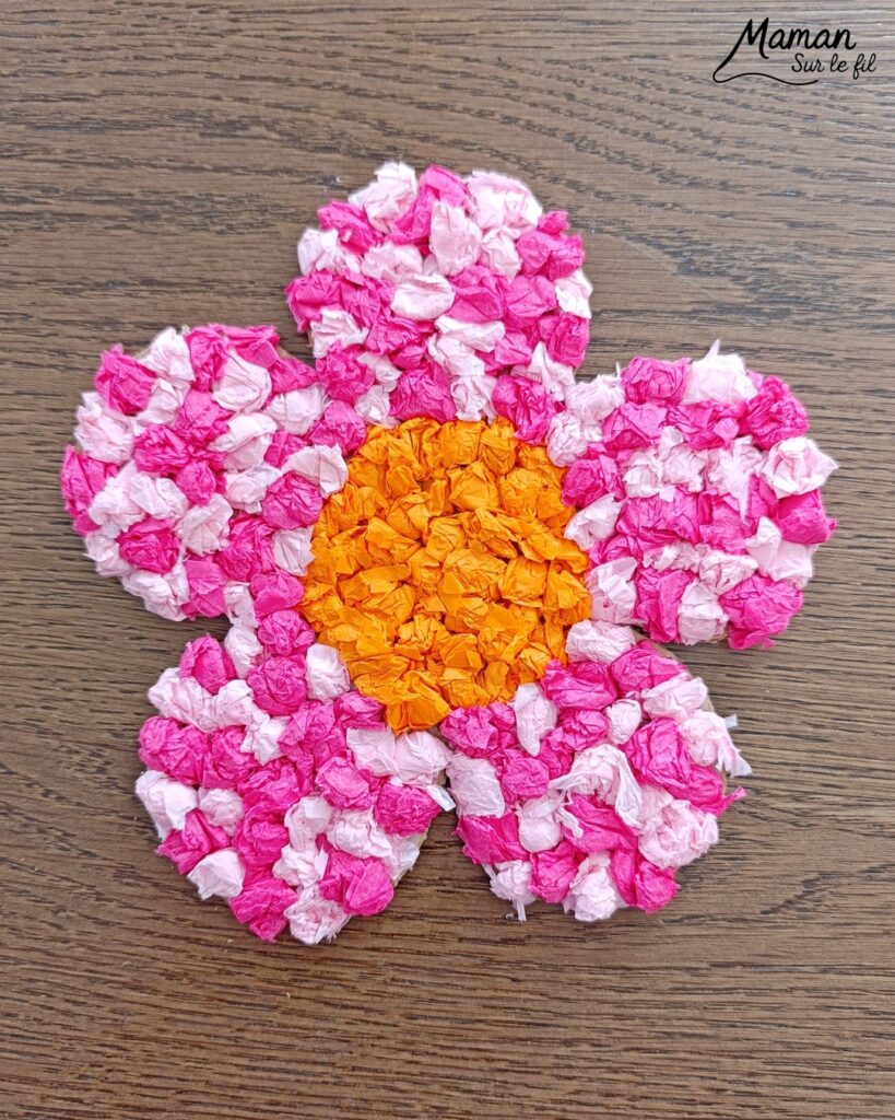 Fabriquer une fleur à offrir en carton et papier de soie : activité créative, collage, récup' et manuelle enfants - Recyclage, surcyclage de carton et de papiers de soie des colis - Boules de papier de soie froissé et collé - Tige avec branche d'arbre et message sur feuilles en papier - Colle vinylique - Cadeau DIY, fait maison à offrir - Bricolage facile et rigolo - Thème Saint Valentin, amour, amitié, coeurs, fête des mères, pères, grands-mères, grands-pères, à offrir, nature, printemps - Cadeau DIY - Bricolage et décoration sympa et facile - Arts visuels maternelle et élémentaire - Cycles 1 et 2 - Créativité - tutoriel photos et vidéo - mslf