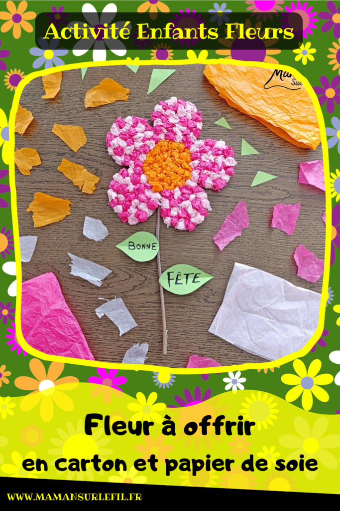 Fabriquer une fleur à offrir en carton et papier de soie : activité créative, collage, récup' et manuelle enfants - Recyclage, surcyclage de carton et de papiers de soie des colis - Boules de papier de soie froissé et collé - Tige avec branche d'arbre et message sur feuilles en papier - Colle vinylique - Cadeau DIY, fait maison à offrir - Bricolage facile et rigolo - Thème Saint Valentin, amour, amitié, coeurs, fête des mères, pères, grands-mères, grands-pères, à offrir, nature, printemps - Cadeau DIY - Bricolage et décoration sympa et facile - Arts visuels maternelle et élémentaire - Cycles 1 et 2 - Créativité - tutoriel photos et vidéo - mslf