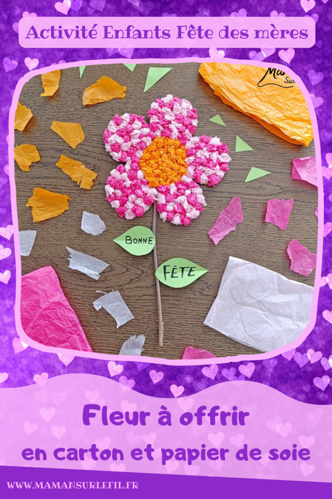 Fabriquer une fleur à offrir en carton et papier de soie : activité créative, collage, récup' et manuelle enfants - Recyclage, surcyclage de carton et de papiers de soie des colis - Boules de papier de soie froissé et collé - Tige avec branche d'arbre et message sur feuilles en papier - Colle vinylique - Cadeau DIY, fait maison à offrir - Bricolage facile et rigolo - Thème Saint Valentin, amour, amitié, coeurs, fête des mères, pères, grands-mères, grands-pères, à offrir, nature, printemps - Cadeau DIY - Bricolage et décoration sympa et facile - Arts visuels maternelle et élémentaire - Cycles 1 et 2 - Créativité - tutoriel photos et vidéo - mslf