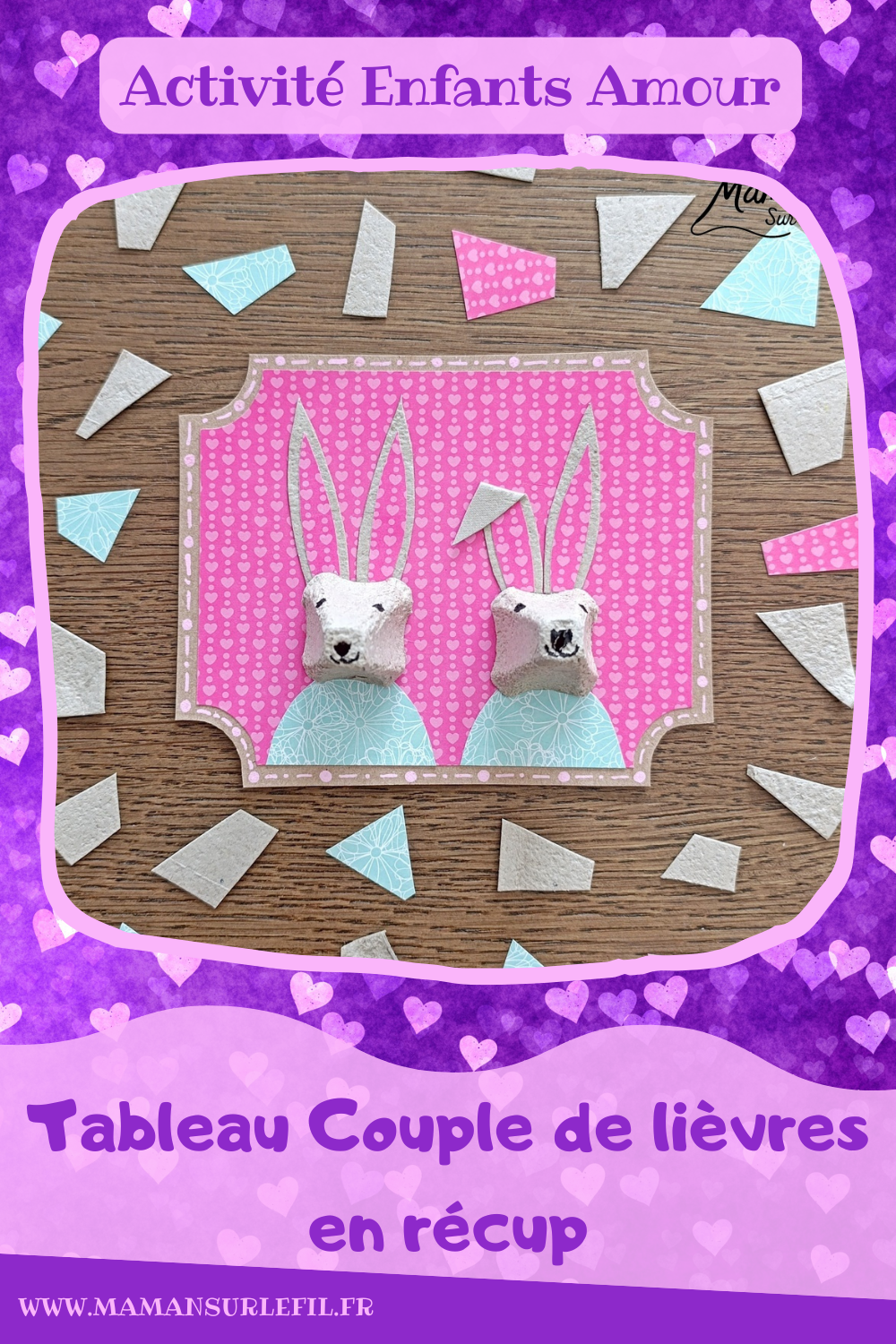 Fabriquer un tableau Couple de lièvres amoureux en récup' et présentation du nouveau magazine Petite Salamandre : activité créative, récup' et manuelle et lecture enfants - Recyclage, surcyclage d'une boite à oeufs et de carton - Découpage et collage de papier et de carton - Bricolage simple avec papier plein d'amour - Magazine Petite Salamandre parfaits pour les petits amoureux de la nature et des animaux 4 à 7 ans - Maternelle - 3 version pour tout âge - Complet et qualitatif - Reportages, belles photos, BD, jeux, activités manuelles... - Bricolage et décoration DIY et facile - Bricolage Fait maison, décoration - Thème Saint Valentin, amour, amitié, animaux de la forêt et campagne, nature - Bricolage sympa et facile - Arts visuels Maternelle et cycle 2 - Maternelle et élémentaire - Créativité et lecture jeunesse - Cycle 1 ou 2 - tutoriel photos - mslf