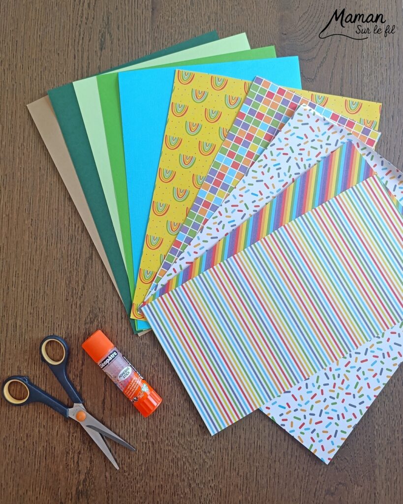 Lapin et oeufs de Pâques cachés dans l'herbe : activité créative, papier et manuelle enfants - Découpage et collage de papier - Chasse aux oeufs - Papier aux couleurs de l'arc-en-ciel - Décoration DIY Fait maison - Bricolage facile - Thème Pâques, gourmandises, chocolat, oeufs, chasse, cachettes, printemps, nature, jardin - Bricolage et décoration sympa et facile - Arts visuels maternelle et élémentaire - Cycles 1 et 2 - Créativité - tutoriel photos et vidéo - mslf