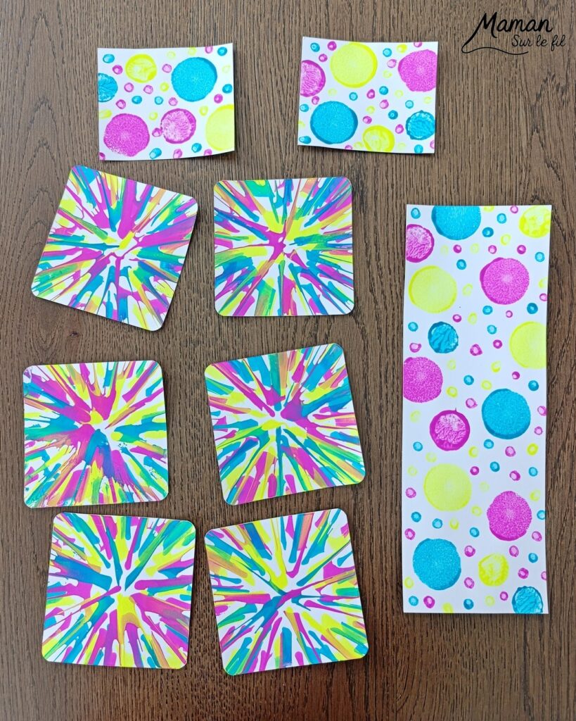 Peindre des oeufs de Pâques façon Pop Art à l'essoreuse à salade : activité créative, peinture et manuelle enfants - Techniques de peinture ludiques : essoreuse à salade pour le fond et tampons, cotons-tiges et bouchons pour l'oeuf - Marge noire pour le contraste - Découpage, collage - Couleurs vives pour contraste avec le noir - Décoration DIY Fait maison - Bricolage facile - Thème Pâques, gourmandises, chocolat, oeufs - Bricolage et décoration sympa et facile - Arts visuels maternelle et élémentaire - Cycles 1 et 2 - Créativité - tutoriel photos - mslf