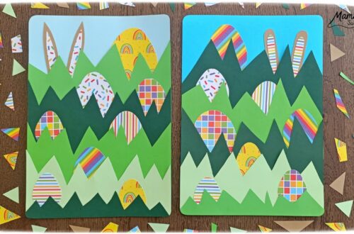 Lapin et oeufs de Pâques cachés dans l'herbe : activité créative, papier et manuelle enfants - Découpage et collage de papier - Chasse aux oeufs - Papier aux couleurs de l'arc-en-ciel - Décoration DIY Fait maison - Bricolage facile - Thème Pâques, gourmandises, chocolat, oeufs, chasse, cachettes, printemps, nature, jardin - Bricolage et décoration sympa et facile - Arts visuels maternelle et élémentaire - Cycles 1 et 2 - Créativité - tutoriel photos et vidéo - mslf