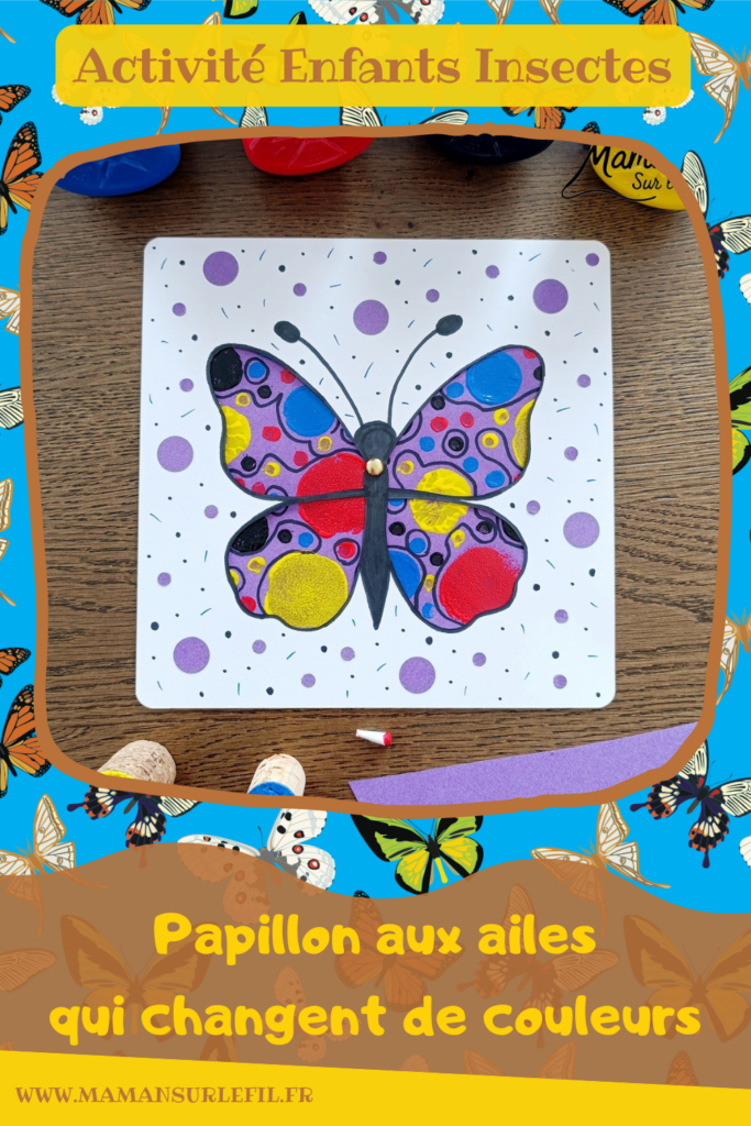 Créer un papillon dont les ailes changent de couleurs grâce à une roue qui tourne : activité créative, peinture et manuelle enfants - Techniques de peinture rigolotes : au bouchon de liège, aux tampons et aux cotons-tiges - Dessins noirs pour ajouter du contraste - Découpage des ailes et roue qui tourne au dos pour changer les couleurs et les graphismes - Bricolage sympa, rigolo et facile - Thème insectes et autres petites bêtes, nature, printemps - Bricolage et décoration sympa et facile - Arts visuels maternelle et élémentaire - Cycles 1 et 2 - Créativité - tutoriel photos et vidéo - mslf