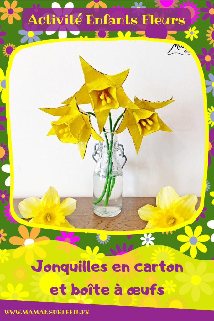 Fabriquer des jonquilles en récup' de carton et de boite à oeufs : activité créative, peinture et manuelle enfants - Recyclage, surcyclage de carton et de boites à oeufs - Découpage, peinture, collage - Cotons-tiges pour les pistils - Décoration DIY Fait maison - Cadeau DIY, fait maison à offrir - Bricolage facile - Thème fleurs, nature, printemps, fête des mères, grands-mères, saint-valentin, amour, amitié - Bricolage et décoration sympa et facile - Arts visuels maternelle et élémentaire - Cycles 1 et 2 - Créativité - tutoriel photos - mslf