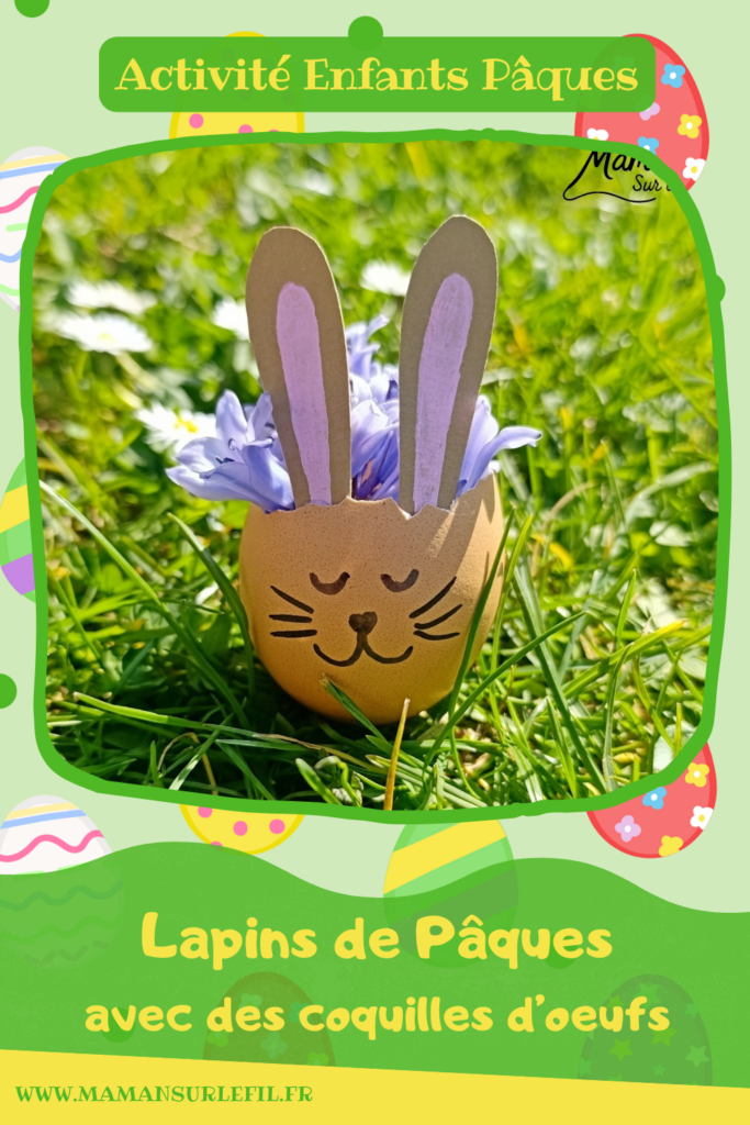 Fabriquer des lapins fleuris avec des coquilles d'oeufs : activité créative, récup', nature et manuelle enfants - Coquilles d'oeufs utilisées comme des vases - Oreilles de lapins de Pâques avec papier - Fleurs pour décorer la tête et les cheveux - Décoration éphémère DIY Fait maison - Cadeau DIY, fait maison à offrir - Bricolage facile - Land Art, Atelier nature, école dehors - Thème fleurs, nature, printemps, Pâques, oeufs, lapins, animaux de la forêt ou de la ferme - Bricolage et décoration sympa et facile - Arts visuels maternelle et élémentaire - Cycles 1 et 2 - Créativité - tutoriel photos - mslf