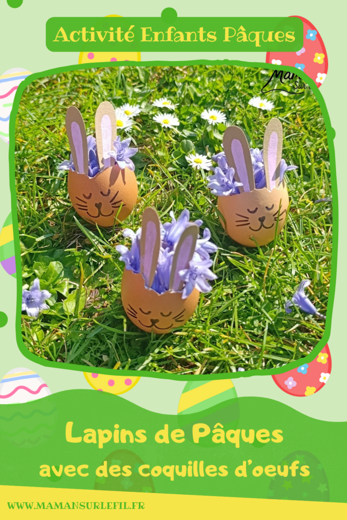 Fabriquer des lapins fleuris avec des coquilles d'oeufs : activité créative, récup', nature et manuelle enfants - Coquilles d'oeufs utilisées comme des vases - Oreilles de lapins de Pâques avec papier - Fleurs pour décorer la tête et les cheveux - Décoration éphémère DIY Fait maison - Cadeau DIY, fait maison à offrir - Bricolage facile - Land Art, Atelier nature, école dehors - Thème fleurs, nature, printemps, Pâques, oeufs, lapins, animaux de la forêt ou de la ferme - Bricolage et décoration sympa et facile - Arts visuels maternelle et élémentaire - Cycles 1 et 2 - Créativité - tutoriel photos - mslf