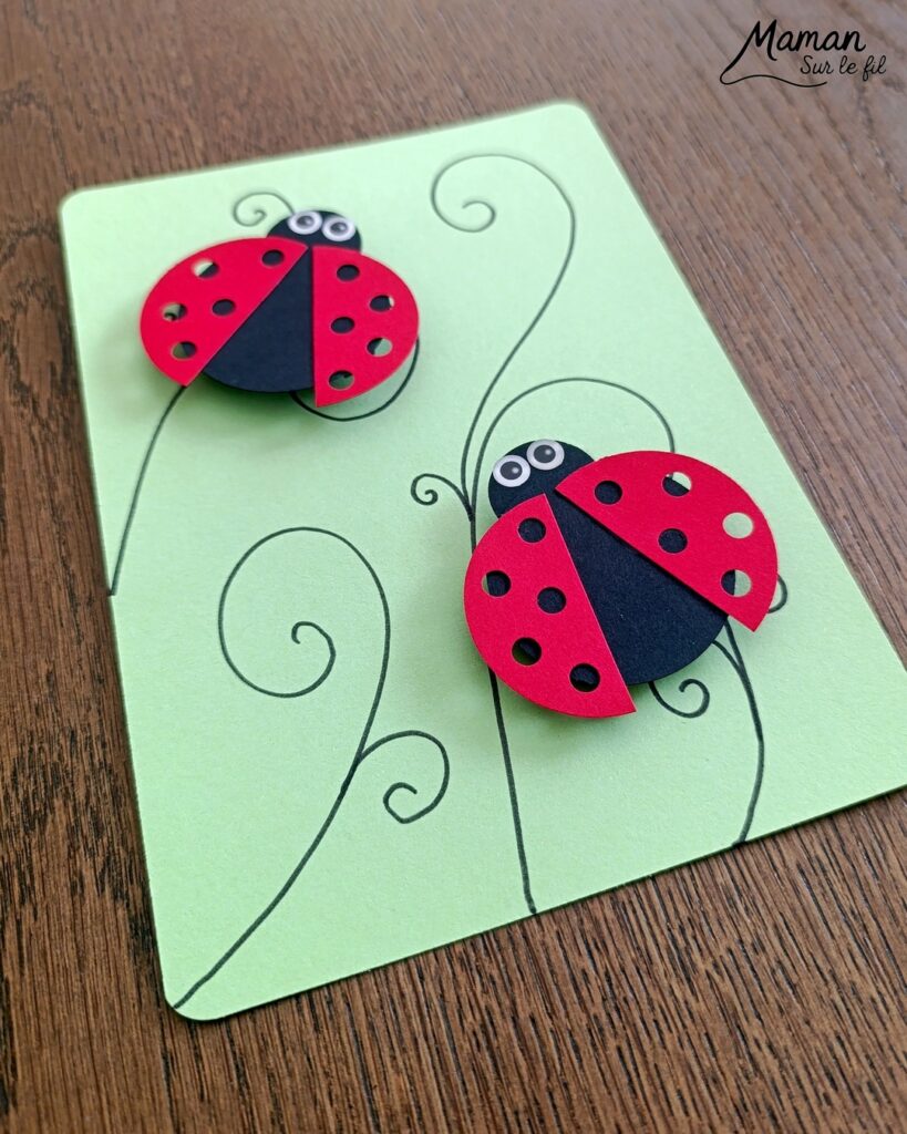 Fabriquer des cartes Coccinelles en 3D avec des trous : activité créative, papier et manuelle enfants - Perforatrices Cercles pour les coccinelles et perforatrice 1 trou pour les trous des ailes (points) - Découpage, collage, symétrie - Pliage de bandes de papier en accordéon pour l'effet en relief, volume, 3D et le mouvement - Impression que les coccinelles s'envolent - Dessins noirs - Bricolage sympa et facile - Thème insectes et autres petites bêtes, nature, printemps - Bricolage et décoration sympa et facile - Arts visuels maternelle et élémentaire - Cycles 1 et 2 - Créativité - tutoriel photos et vidéo - mslf