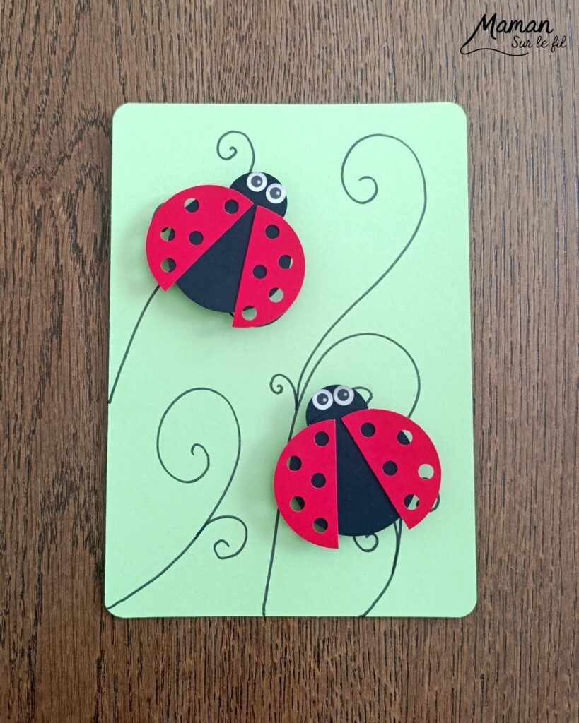 Fabriquer des cartes Coccinelles en 3D avec des trous : activité créative, papier et manuelle enfants - Perforatrices Cercles pour les coccinelles et perforatrice 1 trou pour les trous des ailes (points) - Découpage, collage, symétrie - Pliage de bandes de papier en accordéon pour l'effet en relief, volume, 3D et le mouvement - Impression que les coccinelles s'envolent - Dessins noirs - Bricolage sympa et facile - Thème insectes et autres petites bêtes, nature, printemps - Bricolage et décoration sympa et facile - Arts visuels maternelle et élémentaire - Cycles 1 et 2 - Créativité - tutoriel photos et vidéo - mslf