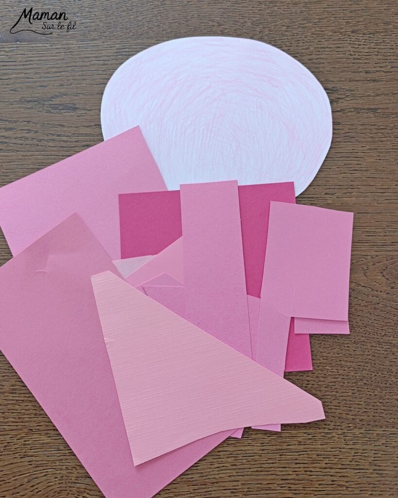 Créer un radis en mosaïque de papier déchiré : activité créative, coloriage et manuelle enfants - Déchirage, découpage et collage de papier - Coloriage au crayon de couleurs pour le fond du rais et pour les feuilles - Papier bleu et marron pour donner l'impression qu'il est planté dans la terre - Décoration DIY Fait maison - Bricolage facile et rapide - Thème fruits et légumes, potager, jardinage, nature, printemps - Bricolage et décoration sympa et facile - Arts visuels maternelle et élémentaire - Cycles 1 et 2 - Créativité - tutoriel photos - mslf