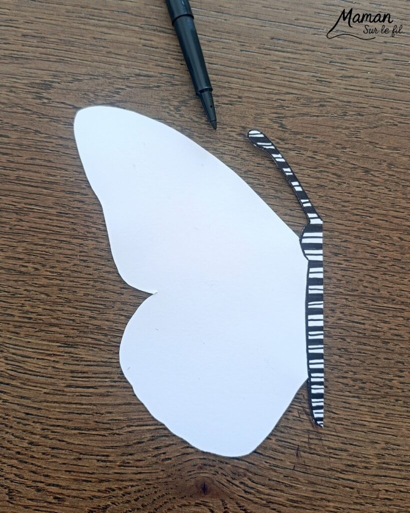 Créer un papillon graphique en miroir : activité créative, dessin et manuelle enfants - Travail autour de la symétrie - Découpage et collage de papier - Dessins et graphismes noirs pour le décor - Façon art thérapie, zen art - Relaxation, détente - Contraste entre couleurs et noir et blanc - Bricolage sympa et facile - Thème insectes et autres petites bêtes, nature, printemps - Bricolage et décoration sympa et facile - Arts visuels maternelle et élémentaire - Cycles 1 et 2, 3 et 4 - Adultes - Créativité - tutoriel photos - mslf