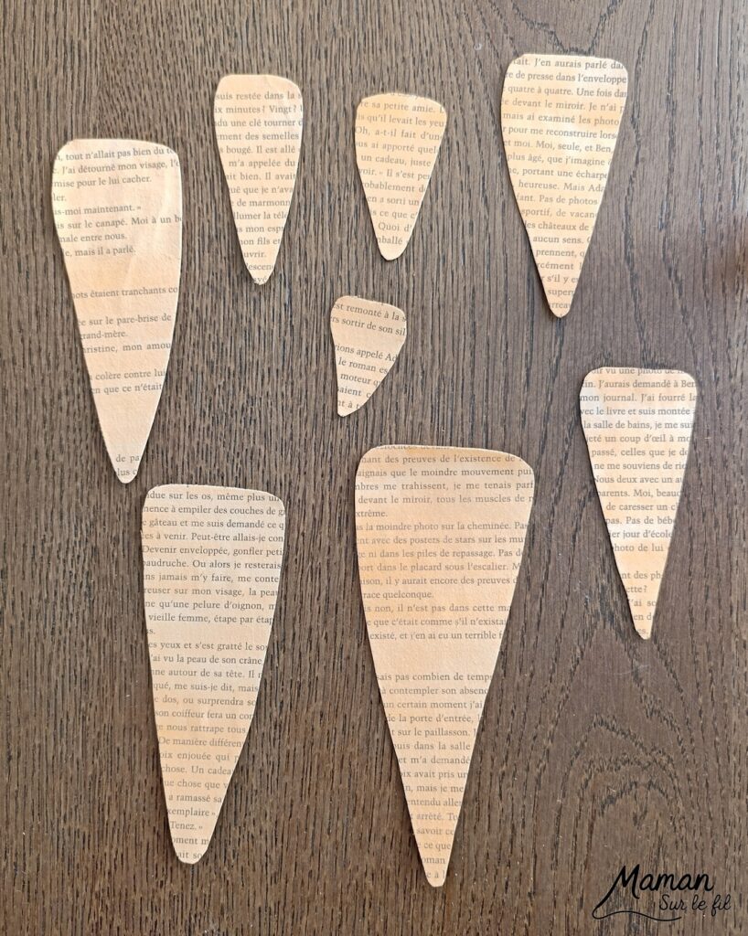 Fabriquer des carottes avec les pages d'un vieux livre : activité créative, peinture, récup' et manuelle enfants - Recyclage, surcyclage d'un livre abîmé - Peinture orange et verte - Récup' de carton pour consolider - Découpage, collage - Cordelettes pour le bas de la carotte - Décoration DIY Fait maison - Bricolage facile et rapide - Thème fruits et légumes, potager, jardinage, nature, printemps - Bricolage et décoration sympa et facile - Arts visuels maternelle et élémentaire - Cycles 1 et 2 - Créativité - tutoriel photos - mslf