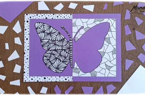 Créer un papillon graphique en miroir : activité créative, dessin et manuelle enfants - Travail autour de la symétrie - Découpage et collage de papier - Dessins et graphismes noirs pour le décor - Façon art thérapie, zen art - Relaxation, détente - Contraste entre couleurs et noir et blanc - Bricolage sympa et facile - Thème insectes et autres petites bêtes, nature, printemps - Bricolage et décoration sympa et facile - Arts visuels maternelle et élémentaire - Cycles 1 et 2, 3 et 4 - Adultes - Créativité - tutoriel photos - mslf