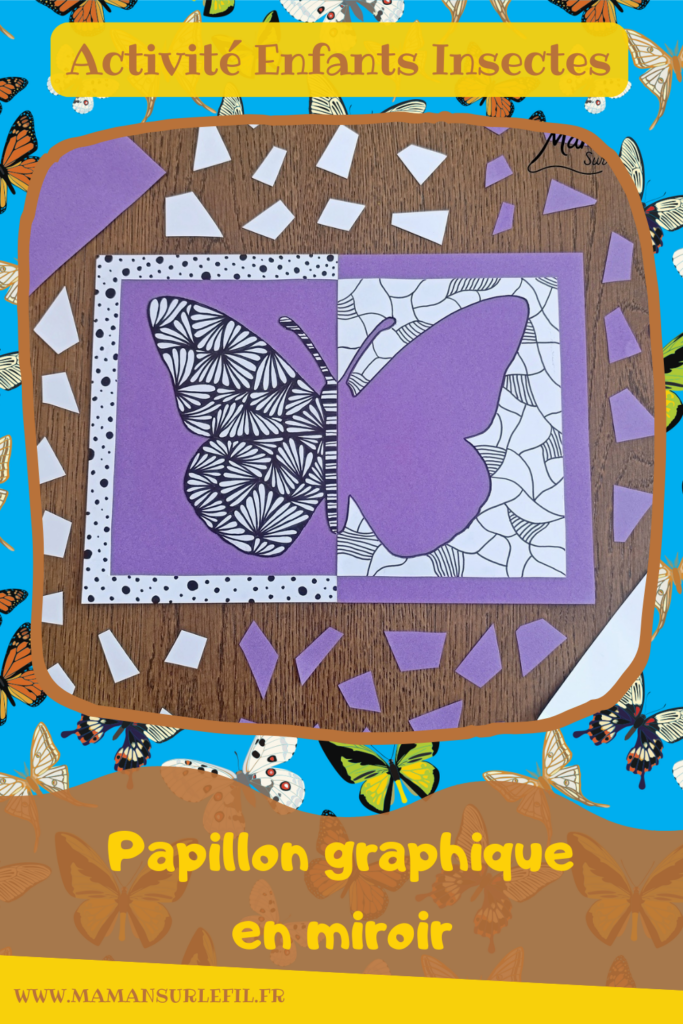 Créer un papillon graphique en miroir : activité créative, dessin et manuelle enfants - Travail autour de la symétrie - Découpage et collage de papier - Dessins et graphismes noirs pour le décor - Façon art thérapie, zen art - Relaxation, détente - Contraste entre couleurs et noir et blanc - Bricolage sympa et facile - Thème insectes et autres petites bêtes, nature, printemps - Bricolage et décoration sympa et facile - Arts visuels maternelle et élémentaire - Cycles 1 et 2, 3 et 4 - Adultes - Créativité - tutoriel photos - mslf