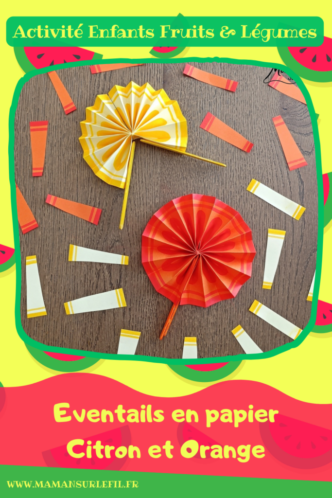 Fabriquer des éventails ronds en papier Citron et Orange : activité créative, pliage, dessin et manuelle enfants - Découpage et pliage de papier en accordéon - Dessin des détails au feutre - Poignée, manipulation avec des bâtonnets de glace en bois - Peinture, récup, recyclage et surcyclage - Bricolage Citron et orange - Fruits d'été et du printemps - Décoration DIY Fait maison - Cadeau à offrir - Bricolage facile et rapide - Thème fruits et légumes, potager, jardinage, nature, printemps, été - Bricolage et décoration sympa et facile - Arts visuels maternelle et élémentaire - Cycles 1 et 2 - Créativité - tutoriel photos et vidéo - mslf