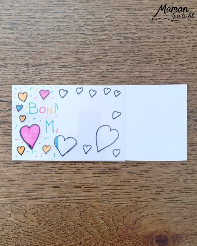 Créer une carte magique pour la fête des mères : activité créative, dessin et manuelle enfants - Carte surprise avec message et couleurs qui apparaissent quand on tire sur une feuille - Cadeau DIY Fait maison à offrir pour la fête des mères, grands-mères, pères, grands-pères - Magie et technique ludique - Carte colorée, joyeuse pour la fête des mères ou des pères - Cadeau DIY - Décoration DIY Fait maison - Arts visuels et Bricolage facile - Thème amour, amitié, Saint Valentin, fête des grands-mères, mères, grands-pères, pères - Bricolage et décoration sympa et facile - Arts visuels maternelle et élémentaire - Cycles 1 et 2 - Créativité - tutoriel photos et vidéo - mslf