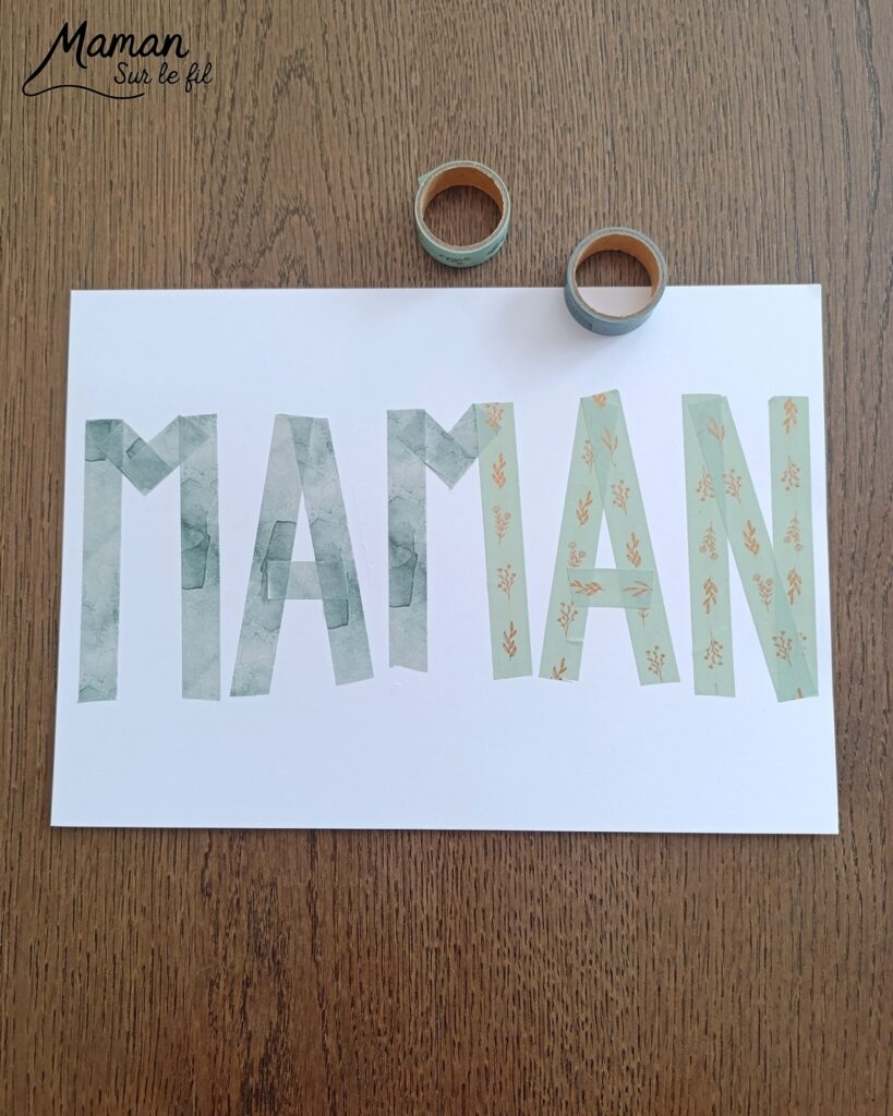 Créer une carte Maman en peinture soufflée à la paille : activité créative, peinture et manuelle enfants - Mot Maman écrit au washi ou masking tape - Tâches de peinture colorées soufflée à la paille pour un effet moderne, pop art, tag - Carte colorée, joyeux pour la fête des mères ou des pères - Cadeau DIY - Décoration DIY Fait maison - Arts visuels et Bricolage facile - Thème amour, amitié, Saint Valentin, fête des grands-mères, mères, grands-pères, pères - Bricolage et décoration sympa et facile - Arts visuels maternelle et élémentaire - Cycles 1 et 2 - Créativité - tutoriel photos - mslf