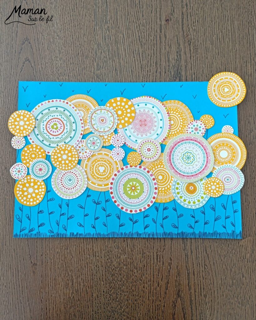 Créer un champ de fleurs Mandalas avec une boite de récup' : activité créative, récup' et manuelle enfants - Recyclage, surcyclage d'une jolie boîte en carton - Découpage des mandalas pour en faire des fleurs, collage, dessin - Décoration DIY Fait maison - Arts visuels et Bricolage facile - Thème fleurs, nature, printemps, jardin - Bricolage et décoration sympa et facile - Arts visuels maternelle et élémentaire - Cycles 1 et 2 - Créativité - tutoriel photos - mslf