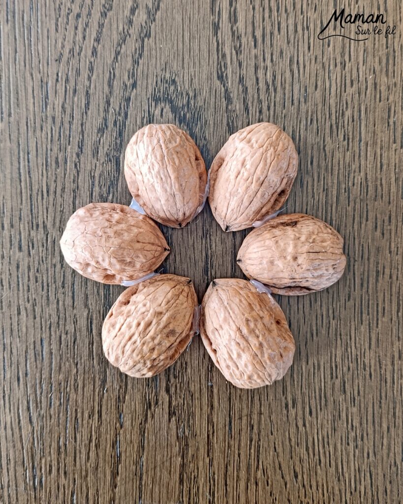 Fabriquer des fleurs avec des coquilles de noix : activité créative, récup', nature et manuelle enfants - Recyclage, surcyclage de coquilles de noix et de bâtons - Land Art - Art Nature - Coeur avec pompons couleurs pastel et feuilles avec fils chenille - Cadeau DIY Fait maison à offrir - Décoration DIY Fait maison - Arts visuels et Bricolage facile - Thème fleurs, nature, printemps, jardin, fête des mères, grands-mères, amour, Saint Valentin - Bricolage et décoration sympa et facile - Arts visuels maternelle et élémentaire - Cycles 1 et 2 - Créativité - tutoriel photos - mslf