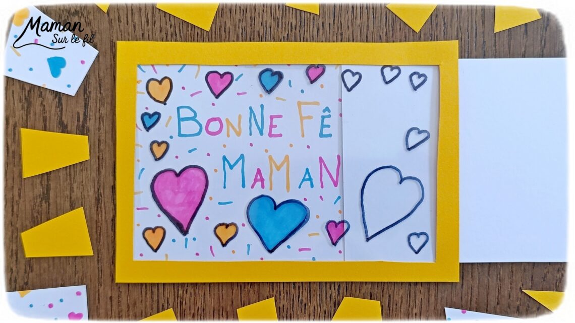 Créer une carte magique pour la fête des mères : activité créative, dessin et manuelle enfants - Carte surprise avec message et couleurs qui apparaissent quand on tire sur une feuille - Cadeau DIY Fait maison à offrir pour la fête des mères, grands-mères, pères, grands-pères - Magie et technique ludique - Carte colorée, joyeuse pour la fête des mères ou des pères - Cadeau DIY - Décoration DIY Fait maison - Arts visuels et Bricolage facile - Thème amour, amitié, Saint Valentin, fête des grands-mères, mères, grands-pères, pères - Bricolage et décoration sympa et facile - Arts visuels maternelle et élémentaire - Cycles 1 et 2 - Créativité - tutoriel photos et vidéo - mslf