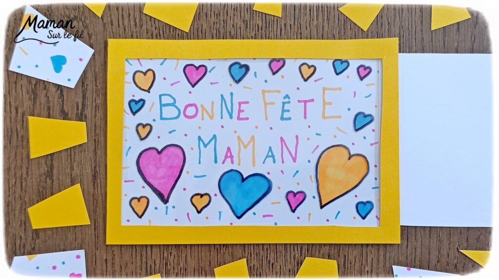 Créer une carte magique pour la fête des mères : activité créative, dessin et manuelle enfants - Carte surprise avec message et couleurs qui apparaissent quand on tire sur une feuille - Cadeau DIY Fait maison à offrir pour la fête des mères, grands-mères, pères, grands-pères - Magie et technique ludique - Carte colorée, joyeuse pour la fête des mères ou des pères - Cadeau DIY - Décoration DIY Fait maison - Arts visuels et Bricolage facile - Thème amour, amitié, Saint Valentin, fête des grands-mères, mères, grands-pères, pères - Bricolage et décoration sympa et facile - Arts visuels maternelle et élémentaire - Cycles 1 et 2 - Créativité - tutoriel photos et vidéo - mslf