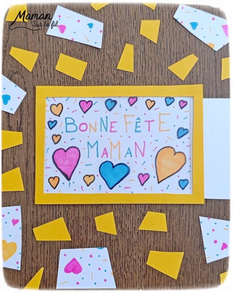 Créer une carte magique pour la fête des mères : activité créative, dessin et manuelle enfants - Carte surprise avec message et couleurs qui apparaissent quand on tire sur une feuille - Cadeau DIY Fait maison à offrir pour la fête des mères, grands-mères, pères, grands-pères - Magie et technique ludique - Carte colorée, joyeuse pour la fête des mères ou des pères - Cadeau DIY - Décoration DIY Fait maison - Arts visuels et Bricolage facile - Thème amour, amitié, Saint Valentin, fête des grands-mères, mères, grands-pères, pères - Bricolage et décoration sympa et facile - Arts visuels maternelle et élémentaire - Cycles 1 et 2 - Créativité - tutoriel photos et vidéo - mslf