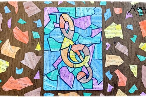Créer une clé de sol avec des partitions colorées : activité créative, peinture et manuelle enfants - Peindre des partitions avec de la peinture type aquarelle - Travail autour des couleurs froides et chaudes - Découpage et collage - Dessins et contours en noir - Décoration DIY Fait maison - Arts visuels et Bricolage facile - Thème fête de la musique, instruments de musique, été - Bricolage et décoration sympa et facile - Arts visuels maternelle et élémentaire - Cycles 1 et 2 - Créativité - tutoriel photos - mslf