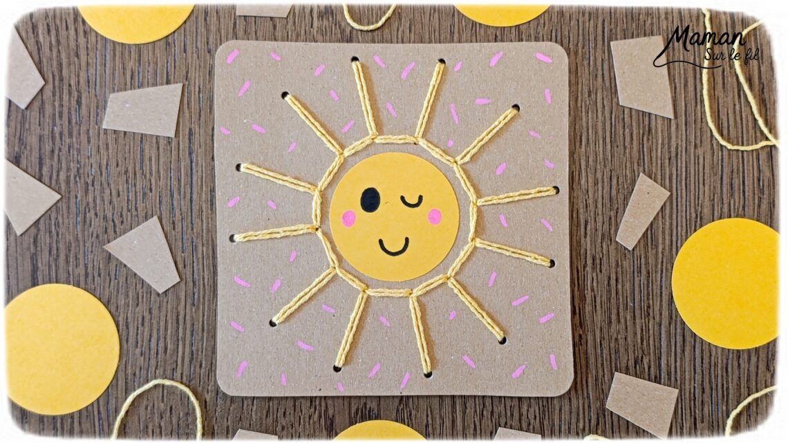 Créer un petit soleil mignon à broder : activité créative, récup' et manuelle enfants - Recyclage, surcyclage de carton - Trous, broderie avec fil ou laine - Dessin pour un visage mignon et kawai - Travail de la motricité fine et de la coordination Oeil-Main - Graphismes - Décoration DIY Fait maison - Arts visuels et Bricolage facile - Thème été, météo - Bricolage et décoration sympa et facile - Arts visuels maternelle et élémentaire - Cycles 1 et 2 - Créativité - tutoriel photos - mslf