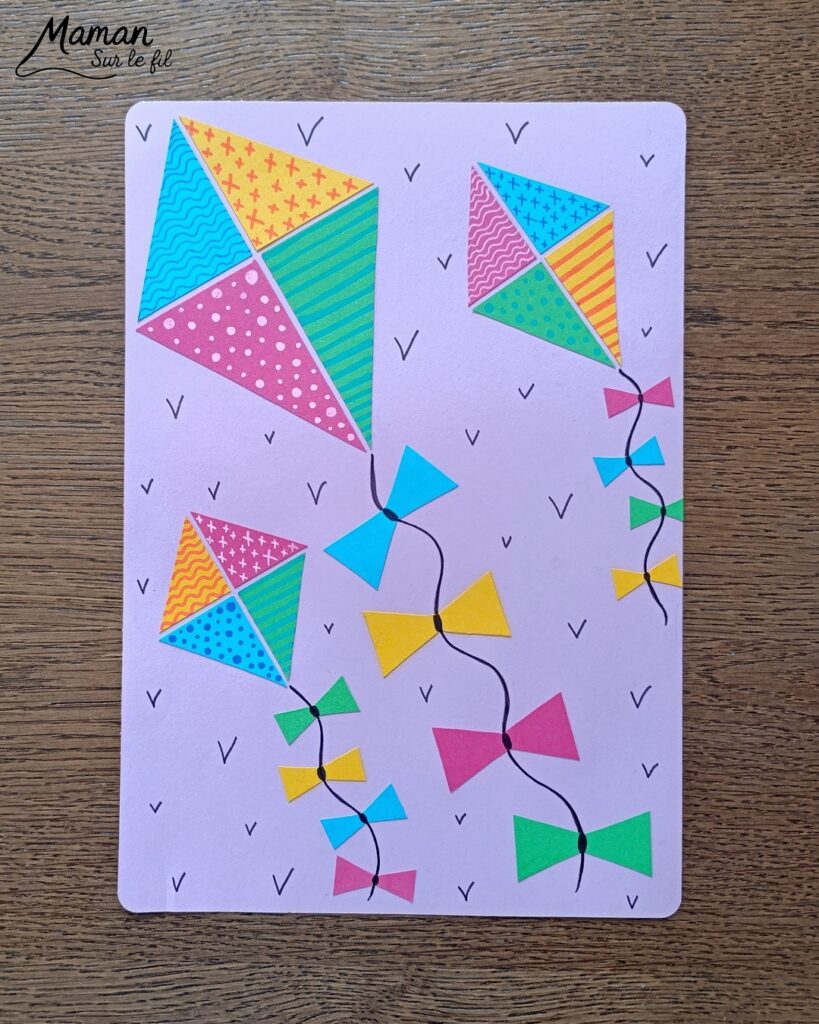 Créer des cerfs-volants tout en couleurs et graphismes : activité créative, papier et manuelle enfants - Découpage et collage de papier - Dessins et graphismes divers - Activité colorée et géométrique - Décoration DIY Fait maison - Arts visuels et Bricolage facile - Thème mer, océans, plage, été, vacances, loisirs - Bricolage et décoration sympa et facile - Arts visuels maternelle et élémentaire - Cycles 1 et 2 - Créativité - tutoriel photos - mslf