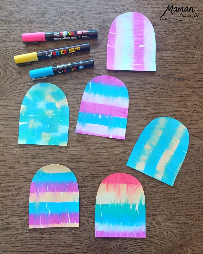 Créer des glaces colorées avec du papier crépon : activité créative, récup', peinture et manuelle enfants - Recyclage, surcyclage de bâtonnets de glace en bois - Technique de peinture avec bandes, carrés de papier crépon et eau au pulvérisateur - Mosaïque, dessins, graphismes - Décoration DIY Fait maison - Arts visuels et Bricolage facile - Thème gourmandises, goûters, vacances, été - Bricolage et décoration sympa et facile - Arts visuels maternelle et élémentaire, adultes - Cycles 1 et 2 - Créativité - tutoriel photos - mslf