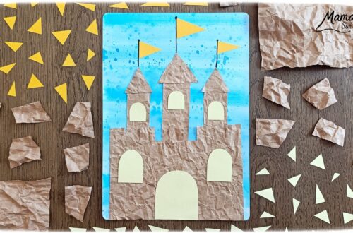 Créer un château de sable avec du papier Kraft froissé : activité créative, papier, peinture et manuelle enfants - Froissage, découpage et collage de papier -Fond en bande de peinture façon aquarelle et peinture éclaboussée - Technique de peinture ludique - Dessins - Décoration DIY Fait maison - Arts visuels et Bricolage facile - Thème mer, océans, plage, été, vacances, loisirs - Bricolage et décoration sympa et facile - Arts visuels maternelle et élémentaire - Cycles 1 et 2 - Créativité - tutoriel photos et vidéo - mslf