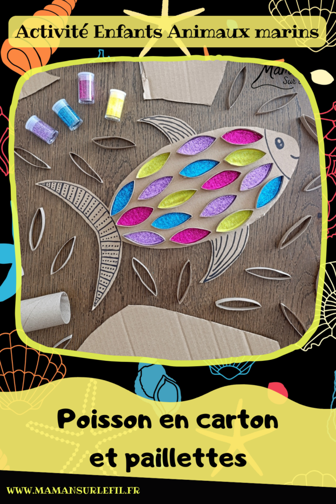 Fabriquer un poisson en récup' de carton, de rouleaux de PQ et paillettes : activité créative, récup', récup' et manuelle enfants - Recyclage, surcyclage de carton et de rouleaux de PQ, de papier toilettes en carton - Découpage, collage pour les écailles - Paillettes pour le côté brilllant - Décoration DIY Fait maison - Arts visuels et Bricolage facile - Thème animaux marins, mer, océans, plage, été, 1er avril, poisson d'avril - Bricolage et décoration sympa et facile - Arts visuels maternelle et élémentaire, adultes - Cycles 1 et 2 - Créativité - tutoriel photos - mslf