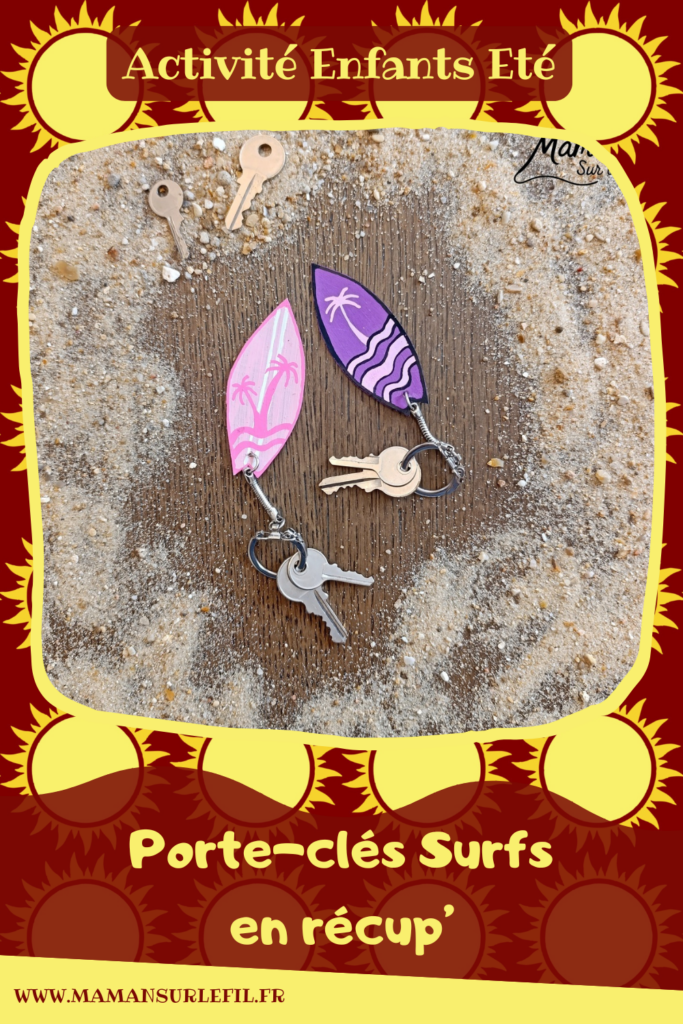 Fabriquer des porte-clés Surfs en récup' : activité créative, récup', peinture et manuelle enfants - Recyclage, surcyclage de carton - Peinture et dessin - Cadeau DIY Fait maison à offrir - Décoration DIY Fait maison - Arts visuels et Bricolage facile - Thème mer, océans, plage, été, vacances, loisirs, sport - Bricolage et décoration sympa et facile - Arts visuels maternelle et élémentaire - Cycles 1 et 2 - Créativité - tutoriel photos - mslf