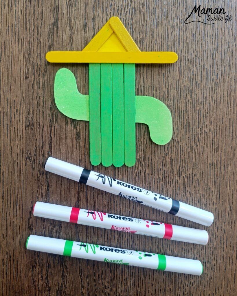 Fabriquer des cactus mexicains en récup' de bâtonnets de glace : activité créative et manuelle enfants - Recyclage, surcyclage de bâtonnets de glace en bois - Peinture avec gouache en stick - Bricolage, dessins, graphismes - Décoration DIY Fait maison - Arts visuels et Bricolage facile - Thème autour du monde, Amérique du Sud, Mexique, désert, été, vacances - Bricolage et décoration sympa et facile - Arts visuels maternelle et élémentaire - Cycles 1 et 2 - Créativité - tutoriel photos et vidéo - mslf