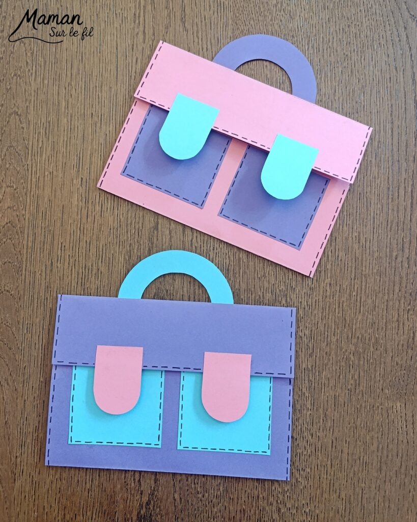 Créer une carte Cartable qui s'ouvre pour souhaiter une bonne rentrée : activité créative et manuelle enfants - Découpage, collage de papier - Ecriture - Carte ludique à offrir - Cadeau DIY Fait maison - Bricolage, décoration DIY Fait maison - Arts visuels et Bricolage facile - Thème Rentrée scolaire, matériel scolaire, école - Bricolage et décoration sympa et facile - Arts visuels maternelle et élémentaire - Cycles 1 et 2 - Créativité - tutoriel photos et vidéo - mslf