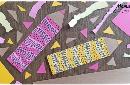 Créer des crayons de couleur en papier déchiré et graphismes : activité créative et manuelle enfants - Découpage, déchirage, collage de papier - Graphismes et dessins - Bricolage, décoration DIY Fait maison - Arts visuels et Bricolage facile - Thème Rentrée scolaire, matériel scolaire, école - Bricolage et décoration sympa et facile - Arts visuels maternelle et élémentaire - Cycles 1 et 2 - Créativité - tutoriel photos - mslf