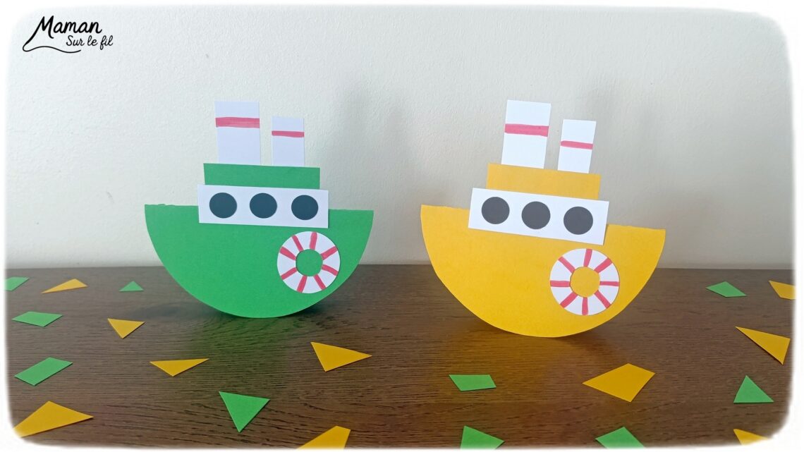 Fabriquer des bateaux en papier qui se balancent : activité créative et manuelle enfants - Découpage, collage de papier cartonnée - Perforatrice rond - Bricolage, dessins, graphismes - Culbuto, bateaux qui dansent - Jeu et Décoration DIY Fait maison - Arts visuels et Bricolage facile - Thème véhicules maritimes, bateaux, navires, océans, mer, été, vacances - Bricolage et décoration sympa et facile - Arts visuels maternelle et élémentaire - Cycles 1 et 2 - Créativité - tutoriel photos et vidéo - mslf